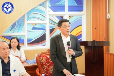 TTND.GS.TS Nguyễn Duy Ánh – Bí thư Đảng ủy, Giám đốc Bệnh viện phát biểu tại buổi Lễ